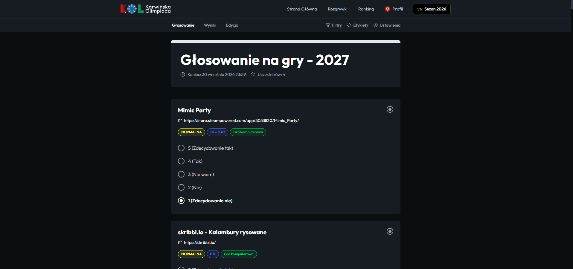 Zrzut ekranu modułu: Ankiety i głosowania